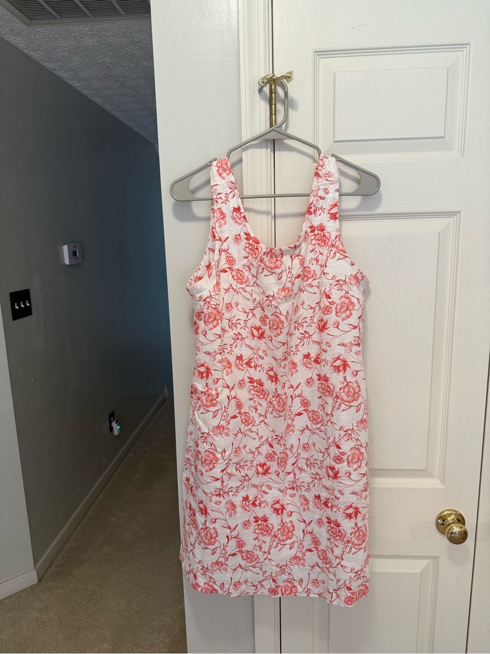 Cynthia Rowley Large White & Red Floral Sleeveless Shift Dress